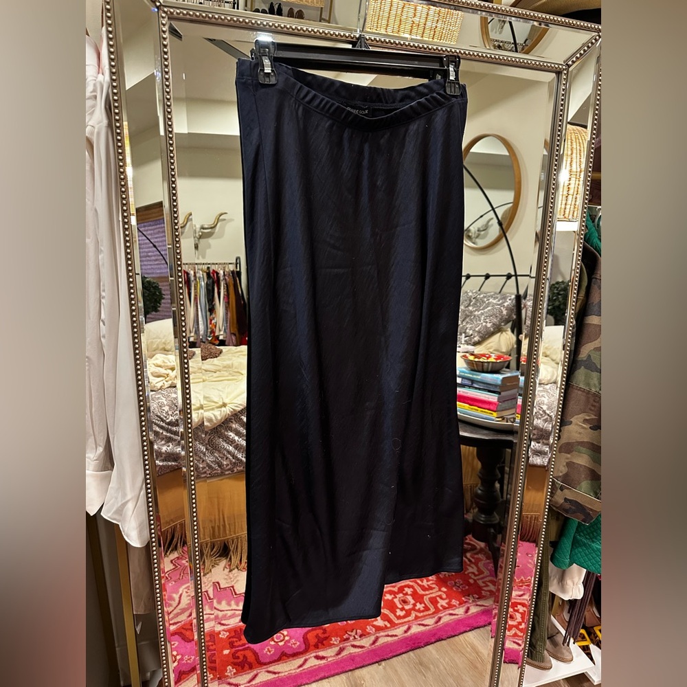 Classic Navy Satin Slip Skirt - Women - Picture 12 of 16
